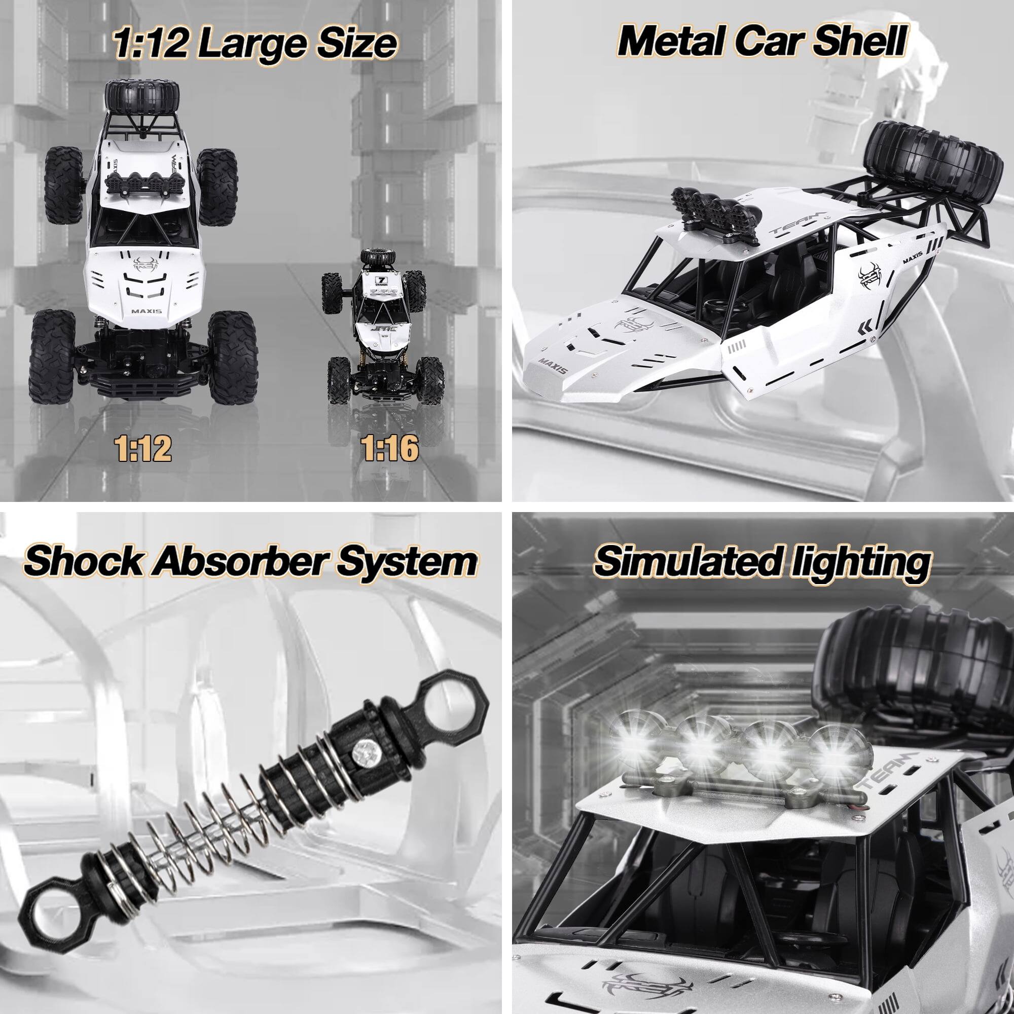 1:12 Large Size  
Metal Car Shell  
MAXIS  
1:12  
1:16  
Shock Absorber System  
Simulated lighting  
TEAM