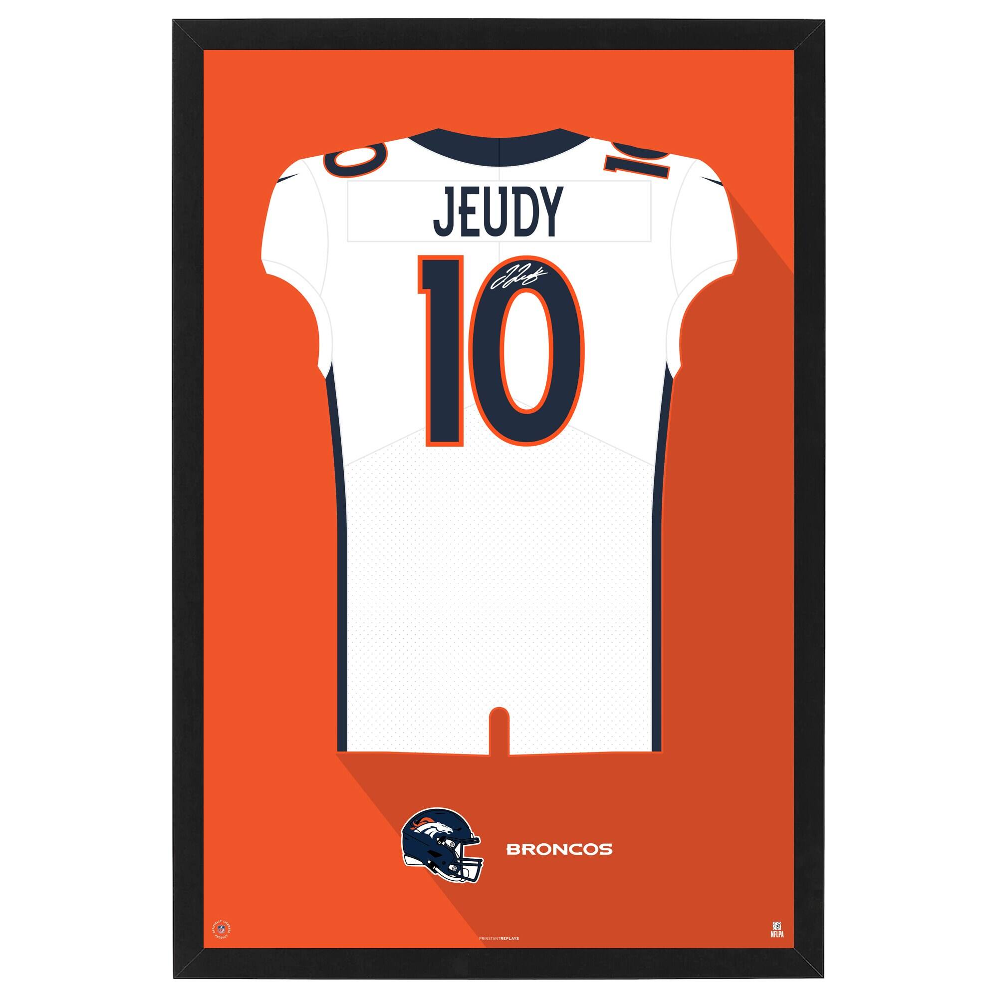 Jerry Jeudy Away Jersey Framed Art Print