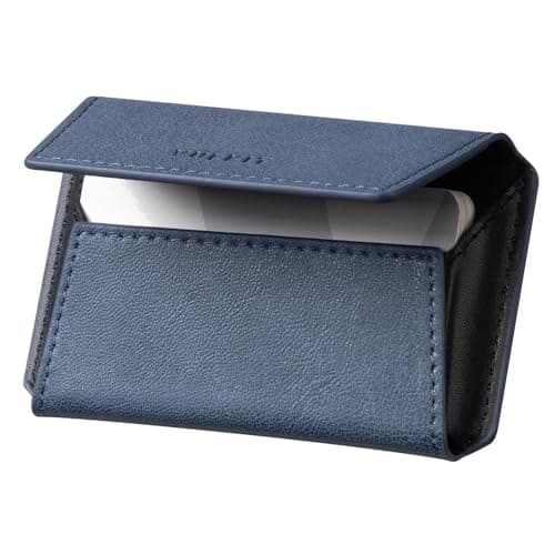 Vulpecula Spade - Leather Business Card Holder Case for Men Slim Pocket Business Card Wallet Name Card Case Holder, Holds 20 Business - Navy