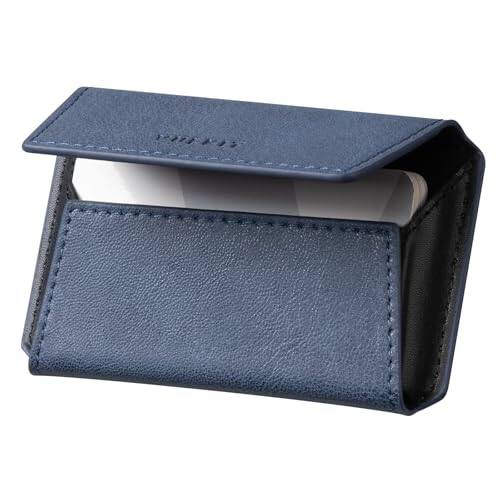 Front. Vulpecula Spade - Leather Business Card Holder Case for Men Slim Pocket Business Card Wallet Name Card Case Holder, Holds 20 Business - Navy.
