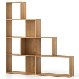Kadyn - Open Bookcase Book Shelf,Storage Shelf Unit Plant Stand,6 Cubes Ladder Shelf Corner Bookshelf Storage Bookcase-Natural - Brown