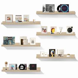 BOMEDA - 6 Pack 24 in Floating Shelves Picture Ledge, Wall Mounted Shelves for Living Room, Bedroom & Nursery Storage Display - Oak