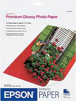 Epson - Glossy Photo Paper, 8" x 10", 20 Sheets/Pack - Bright White