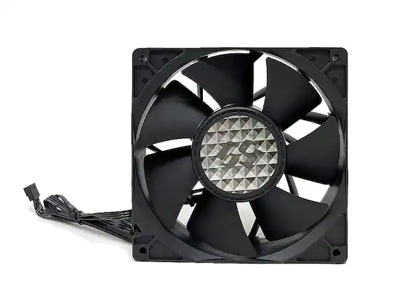 Front. Bluegears - b-Blaster 140x38 2 ball PWM Version 1200 to 5200RPM with 308 CFM, UL, CE, FCC, RoHS, Reach Certified - Black.