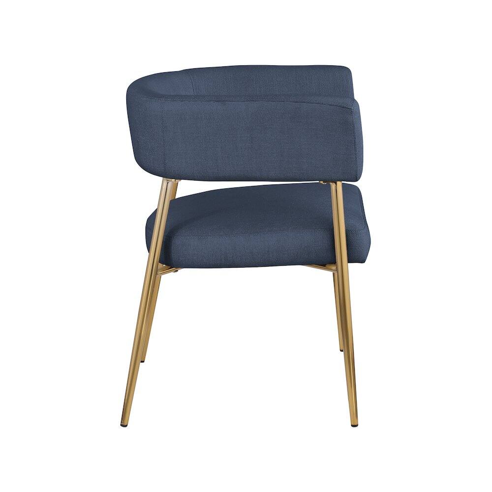 Alt View 3. Meridian Furniture - Creston Deep Navy Durable Linen Textured Fabric Dining Chair - Blue.