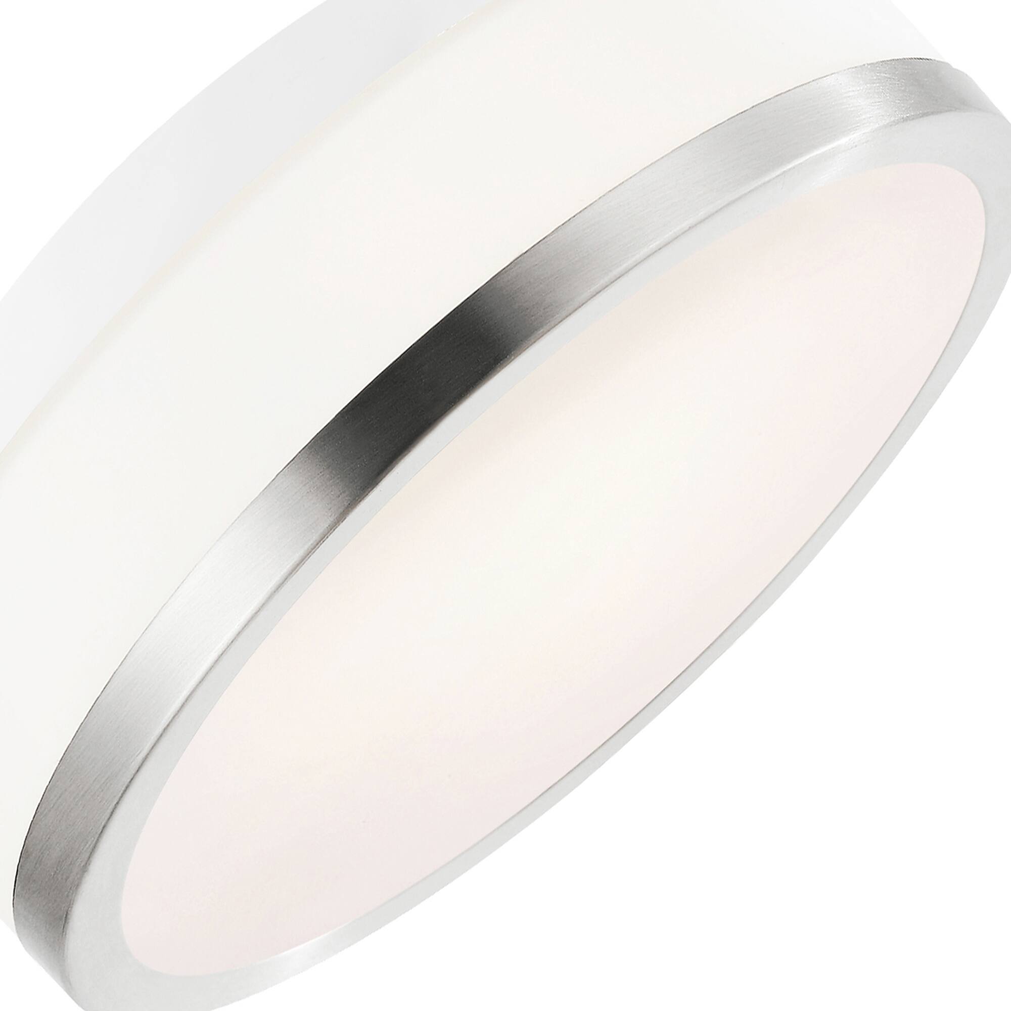 Angle. CWI Lighting - Frosted 1 Light Drum Shade Flush Mount With Satin Nickel Finish - Satin Nickel.