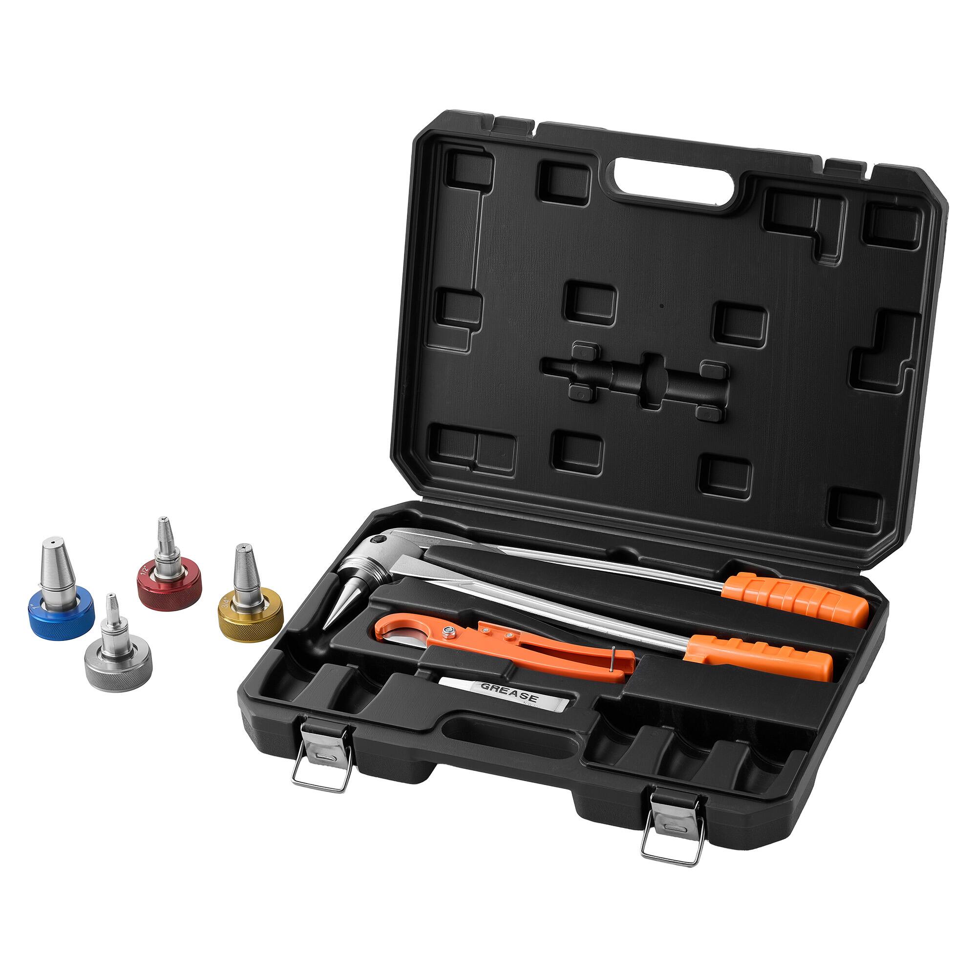 Alt View 5. VEVOR - PEX Pipe Expander Tool Kit, Manual Tubing Expansion Tool for 3/8", 1/2", 3/4", 1" PEX Pipes - with 4 Expanding Heads - Multicolor.