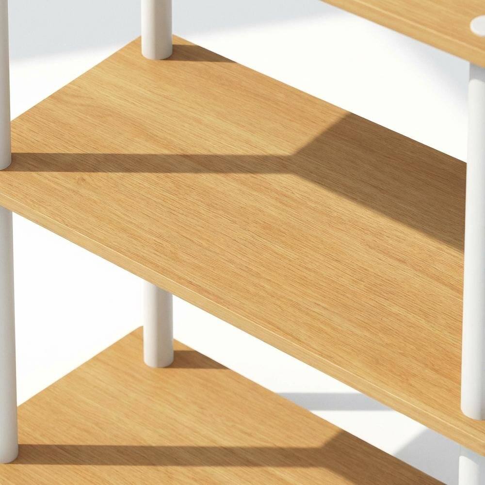Alt View 1. FurniFact - Engineered Wood bookcase with modern design for living room or office storage - Beech/White.
