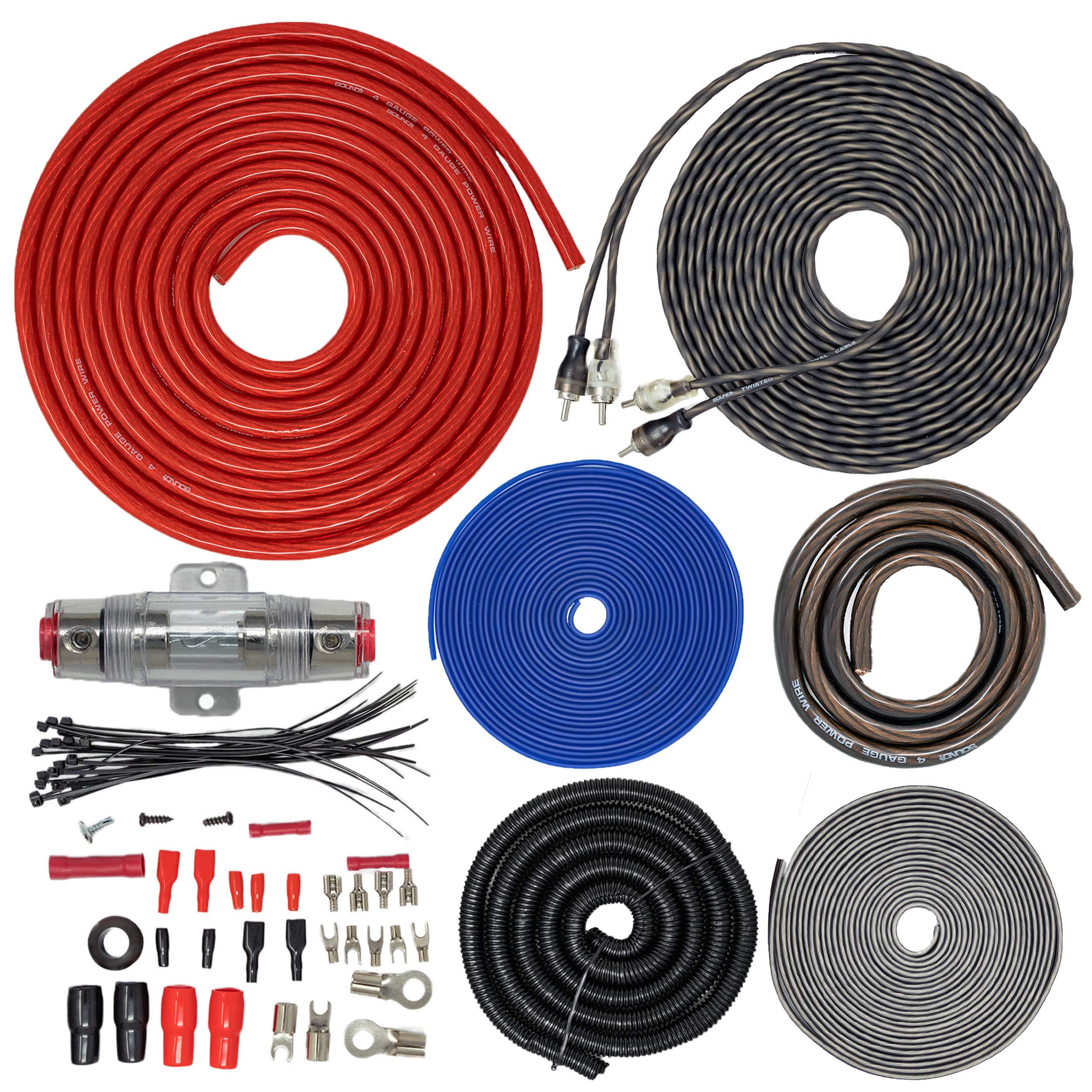 SoundBox - ECK4, 4 Gauge 2 Channel Complete Amplifier Install Wiring Kit - 2500W price history on PriceWatchPro