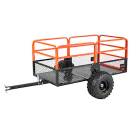 VEVOR - Garden Utility Trailer, 28 Cu. Ft. & 1800lbs, ATV UTV Trailer, Tow Behind Steel Dump Trailers, Removable Rear Panel - Black; Orange