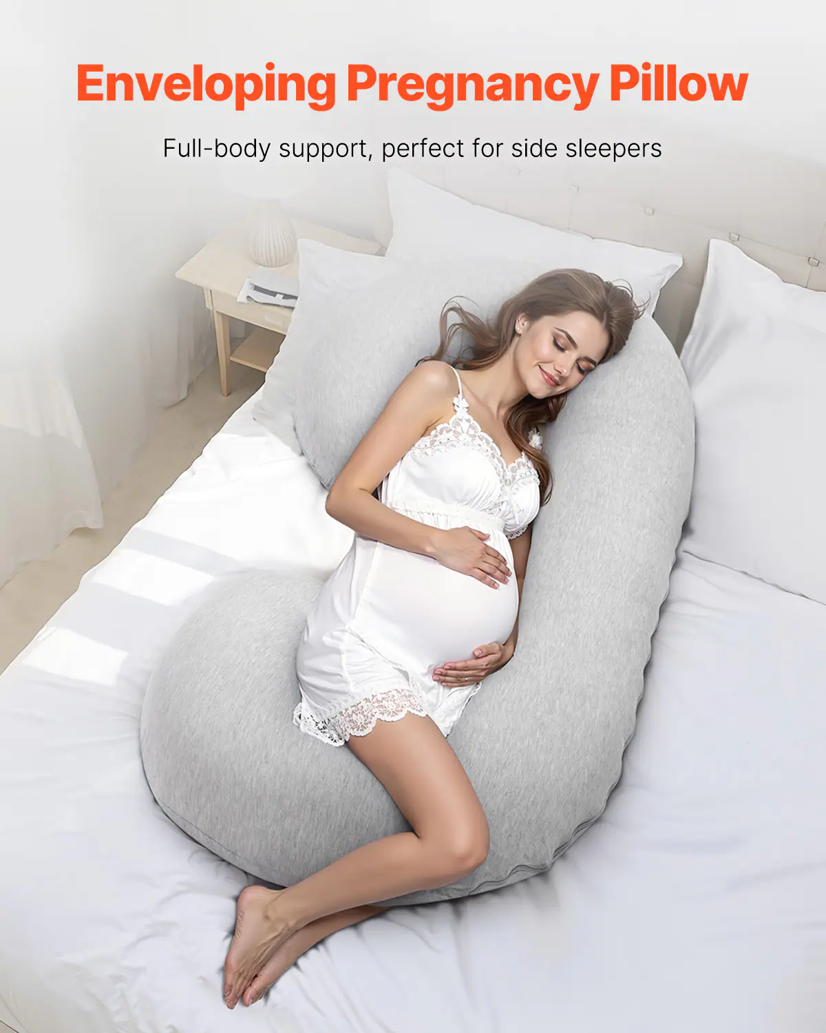 Enveloping Pregnancy Pillow  
Full-body support, perfect for side sleepers