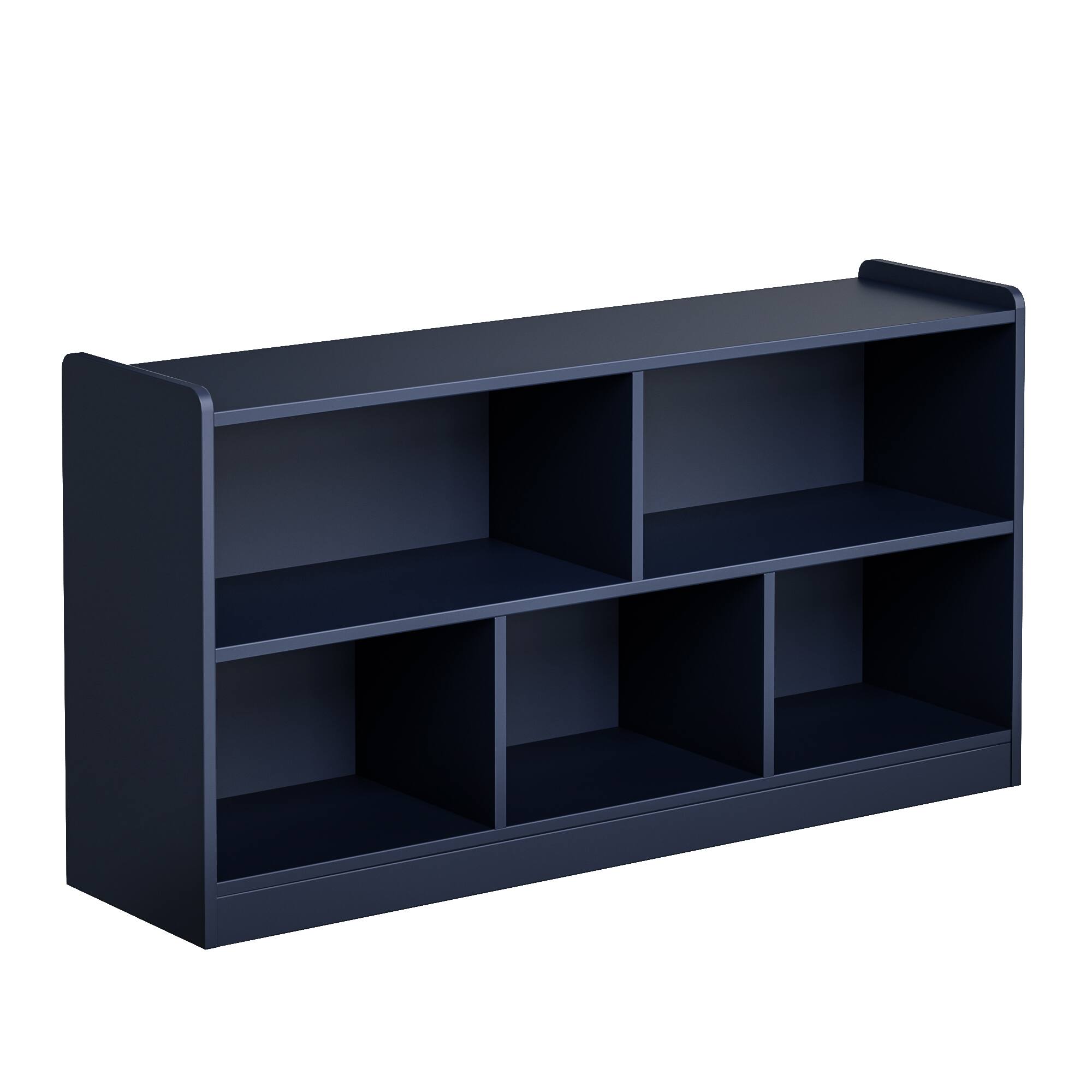 TinyHomie - Wooden Storage Cabinet with 5 Sections, Kids Bookshelf and Toy Organizer for Nursery, Playroom and Classroom - Navy Blue