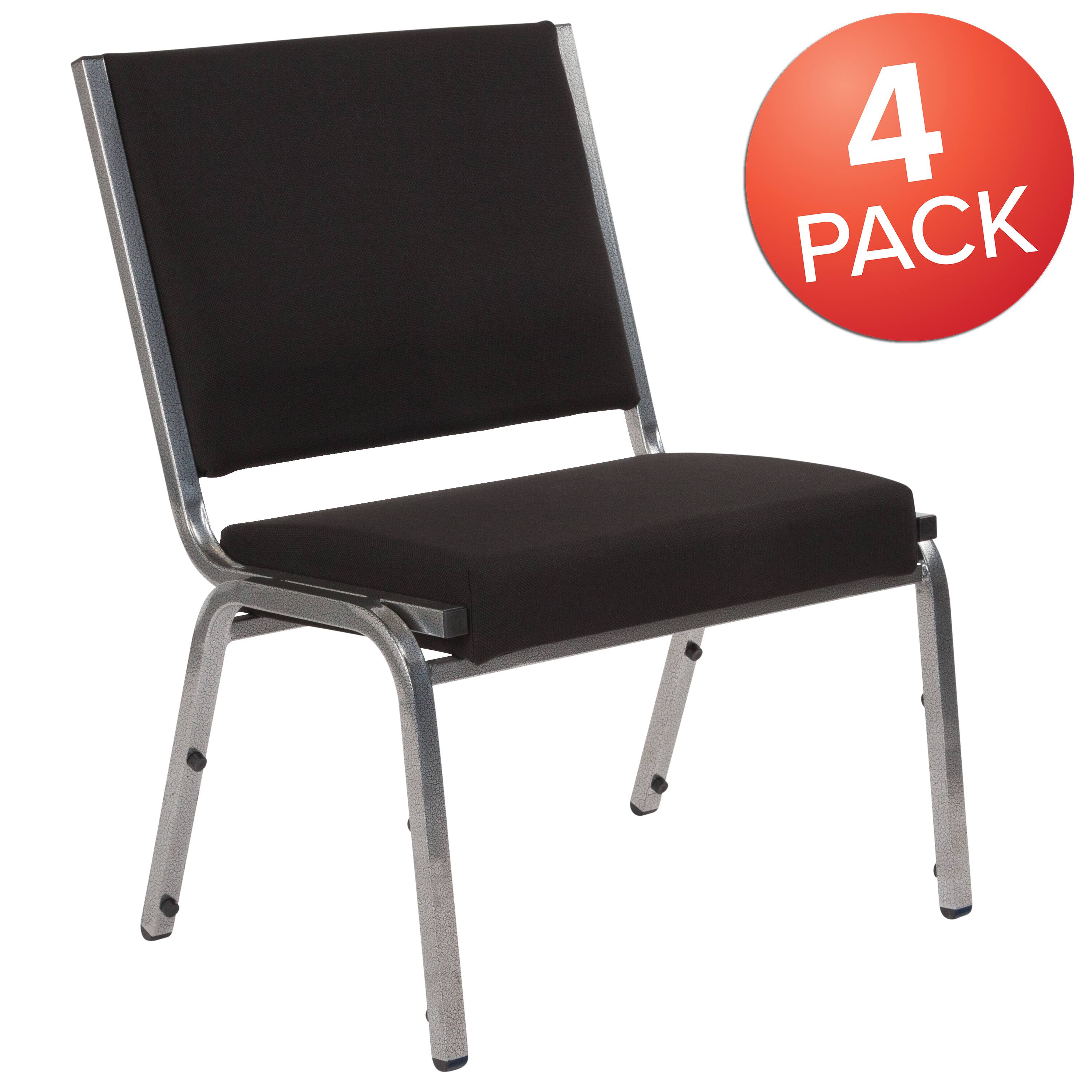 Alt View 1. Emma + Oliver - 4 Pk. 950 lb. Rated Antimicrobial Bariatric medical Reception Chair - Black Fabric.