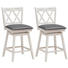 Gymax - Set of 2 Barstools Swivel Counter Height Chairs w/Rubber Wood Legs - Antique White