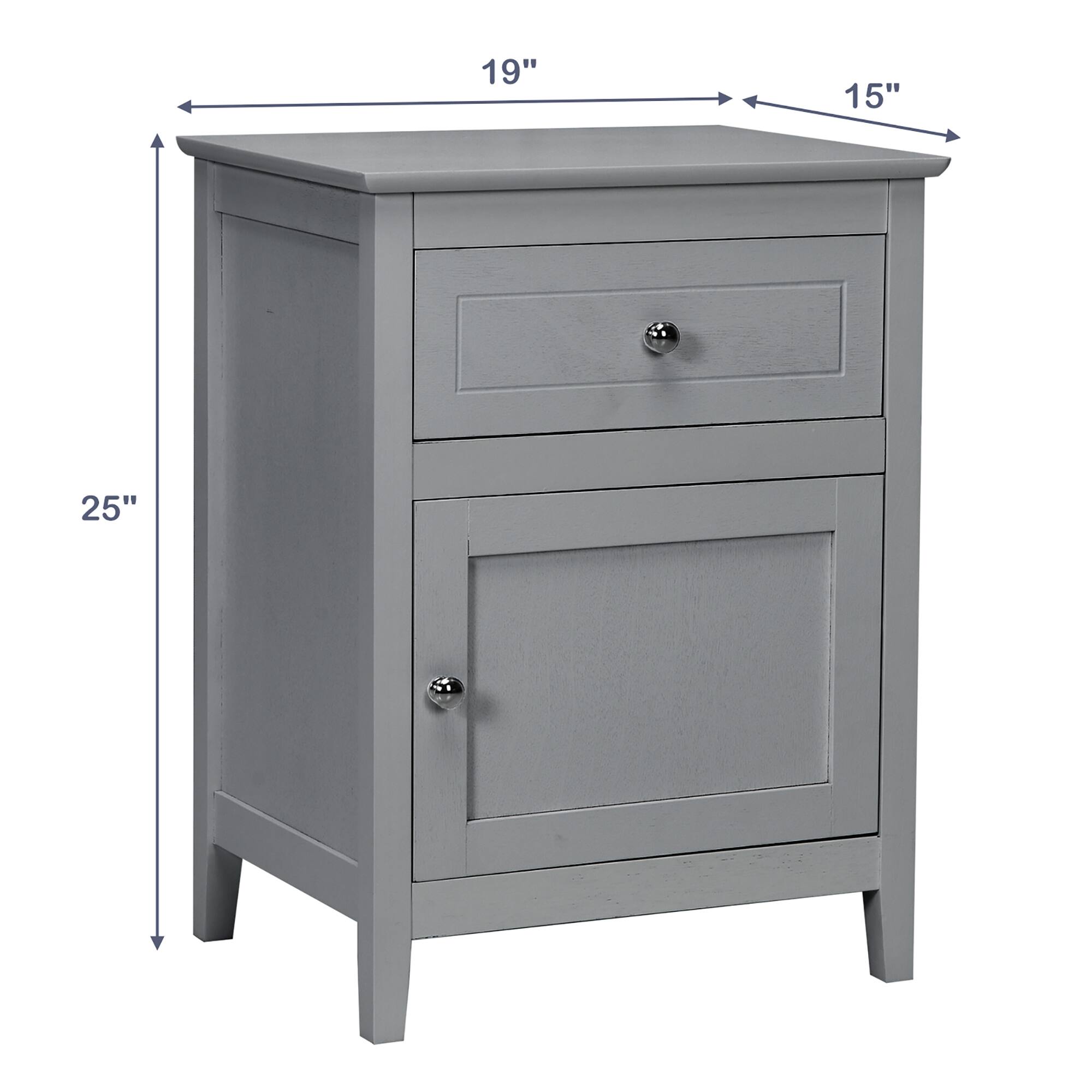 The text on the image reads "19" 15" 25". This indicates the dimensions of the dresser, with the height being 19 inches, the width being 15 inches, and the depth being 25 inches.