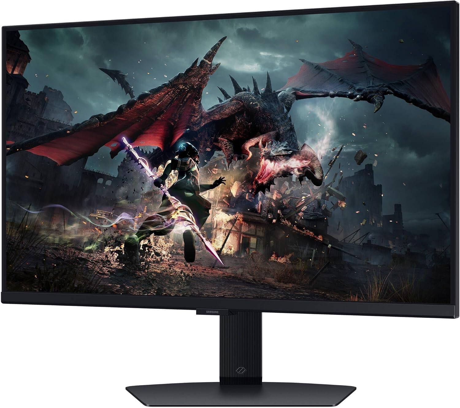 Back. Samsung - Samsung Odyssey G50D 27" QHD IPS Monitor, AMD FreeSync, Black (LS27DG500ENXZA) w/DKZ Hub & Ergoflexy Single Mount Arm - Black.