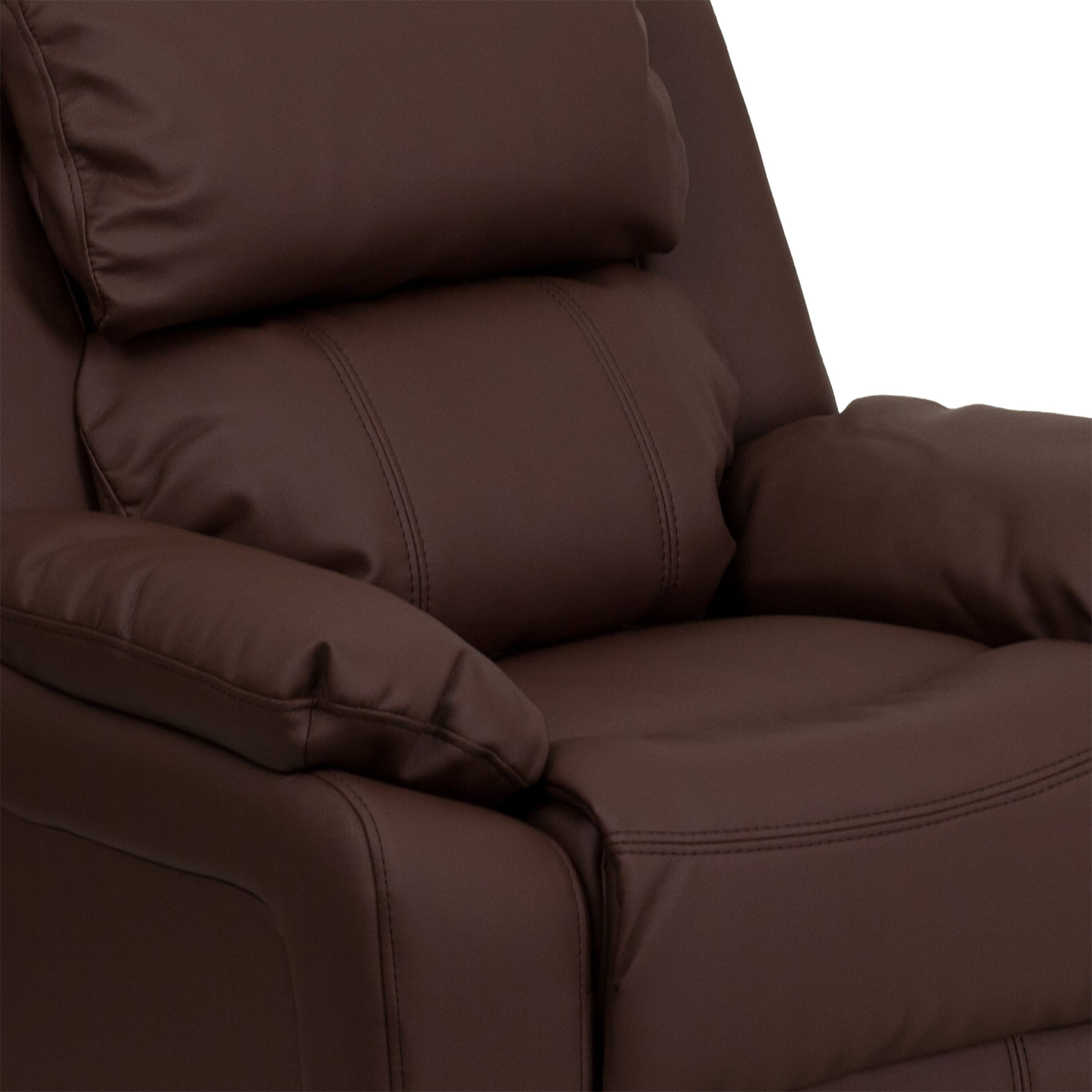 Alt View 10. Emma + Oliver - Deluxe Padded Contemporary Kids Recliner with Storage Arms - Brown LeatherSoft.