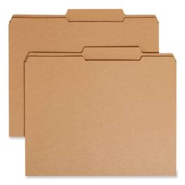 Smead Manufacturing - Reinforced Heavyweight Kraft File Folder, 2/5-Cut Tabs: Right of Center, Letter, 0.75" Expansion, Brown, 100/BX