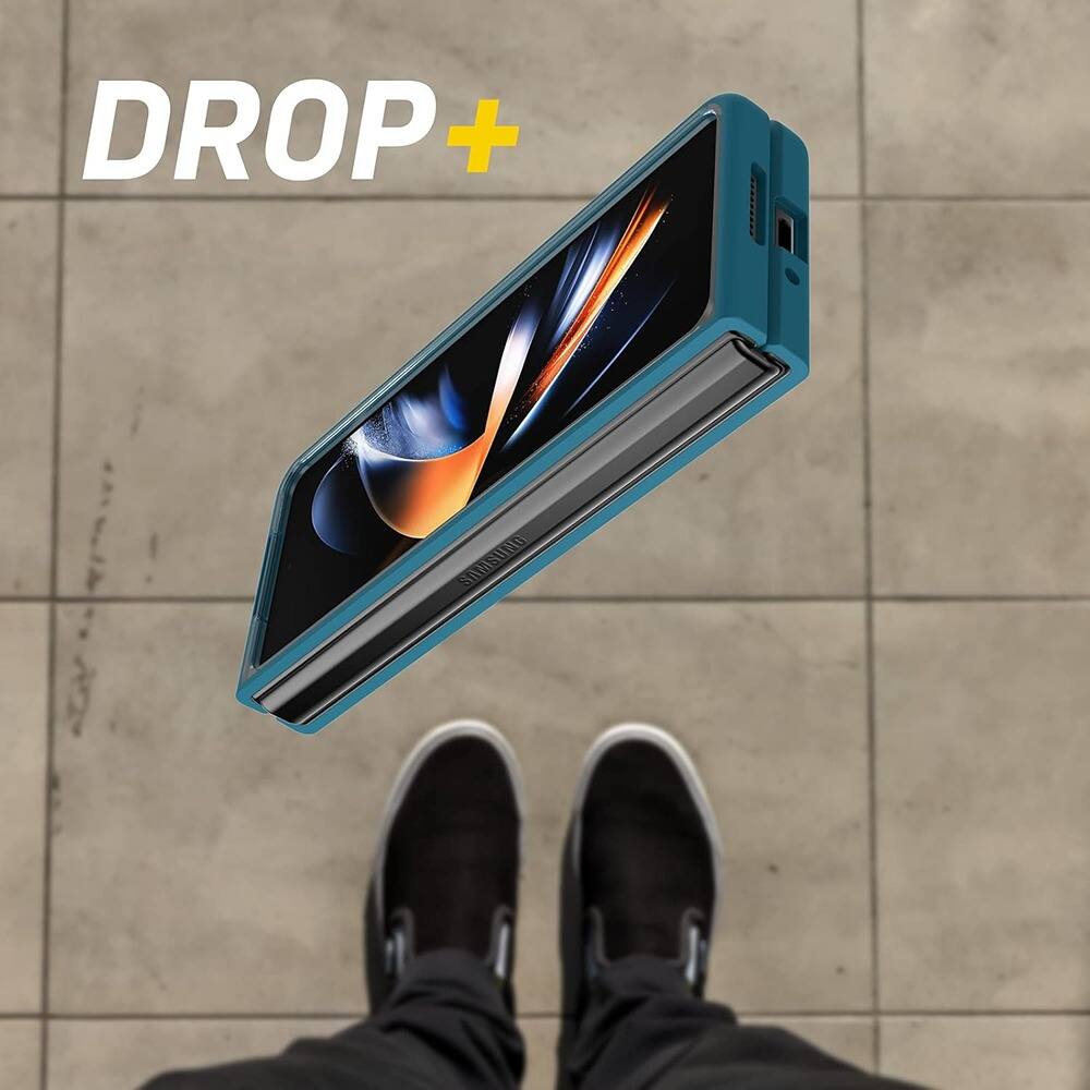 Left. ACJPR - Samsung Z Fold 4 Case, Thin Flex Series, Shockproof, Pacific Reef Blue - BLUE.