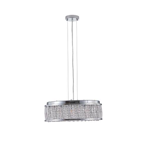 Alt View 5. LUCKY ONE - 19in Flush Mount Crystal Chandelier, 7-Light Modern Round Ceiling Light for Kitchen Island Dining Room - Silver+Clear.