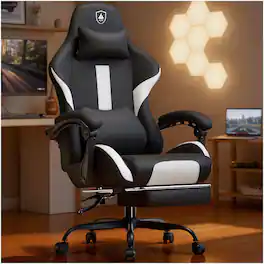 Hirose Alice - GTPLAYER Gaming Chair with Foot Rest & Pocket Spring Cushion, Ergonomic High Back Computer Desk Chair with - Black Large