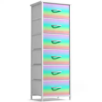 Front. Sorbus - Sorbus Fabric Dresser for Kids Bedroom - Chest of 6 Drawers, Tall Storage Tower, Clothing Organizer, for Closet - Multicolor Trippy.