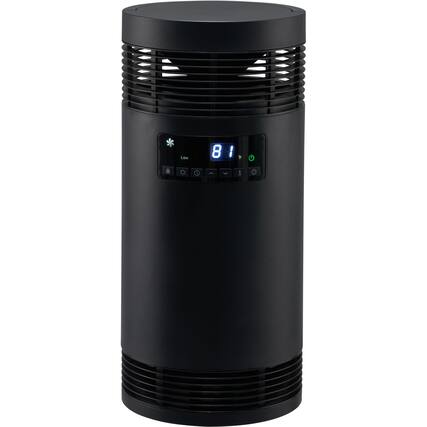 Front. Lifesmart - 360 Surround Ceramic BlackTower Heater with Handle - Black.