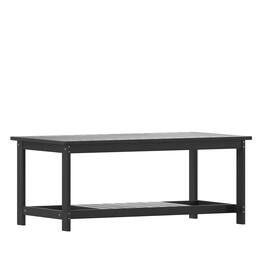 Emma + Oliver - Hammond All-Weather Polyresin Two Tiered Adirondack Style Coffee Table with Slatted Top - Black