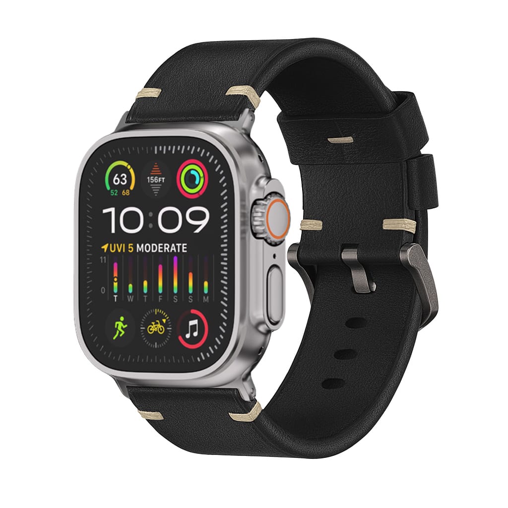 Ultra Supply Co - Vintage Leather Strap for Apple Watch Ultra 3/2/1 - Black