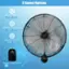 The image features a fan with three speed options, which include low air volume, medium air volume, and high air volume. The fan is designed to provide efficient cooling and air circulation in various settings. The low air volume setting is suitable for small spaces, while the medium air volume setting is ideal for larger rooms, and the high air volume setting is designed for larger spaces or during hot weather. The fan also has a rotary speed switch, which allows users to adjust the fan's speed according to their needs.