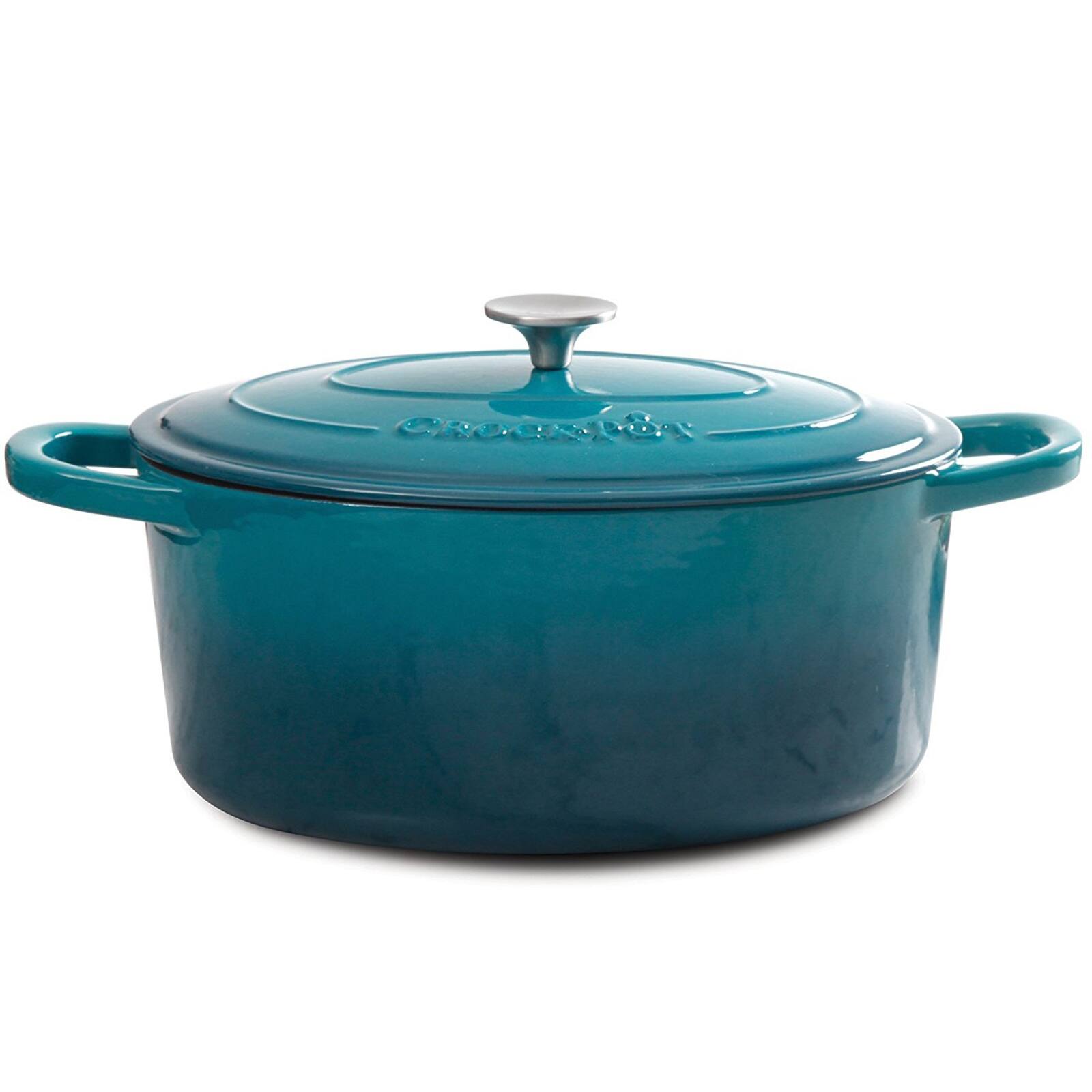 Alt View 5. Crockpot - Crock Pot Artisan 7 Quart Enameled Cast Iron Oval Dutch Oven in Teal Ombre - Teal.