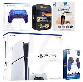 Playstation 5 Slim Disc with Extra Controller, Trigger Stop Kit and MightySkins Decal Voucher + 2 - PlayStation 5