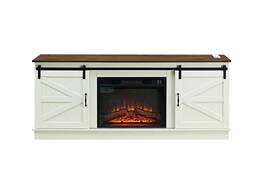 APRILSOUL - Farmhouse TV Stand 23 inchfireplace 657075 inchTV Outlets Sliding Barn Doors - Brown