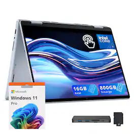 Dell - Inspiron 14" Touchscreen 2-in-1 Laptop,Intel 7-150U,16GB RAM,512GB SSD+288GB Dock Station,Win 11 Pro - Blue
