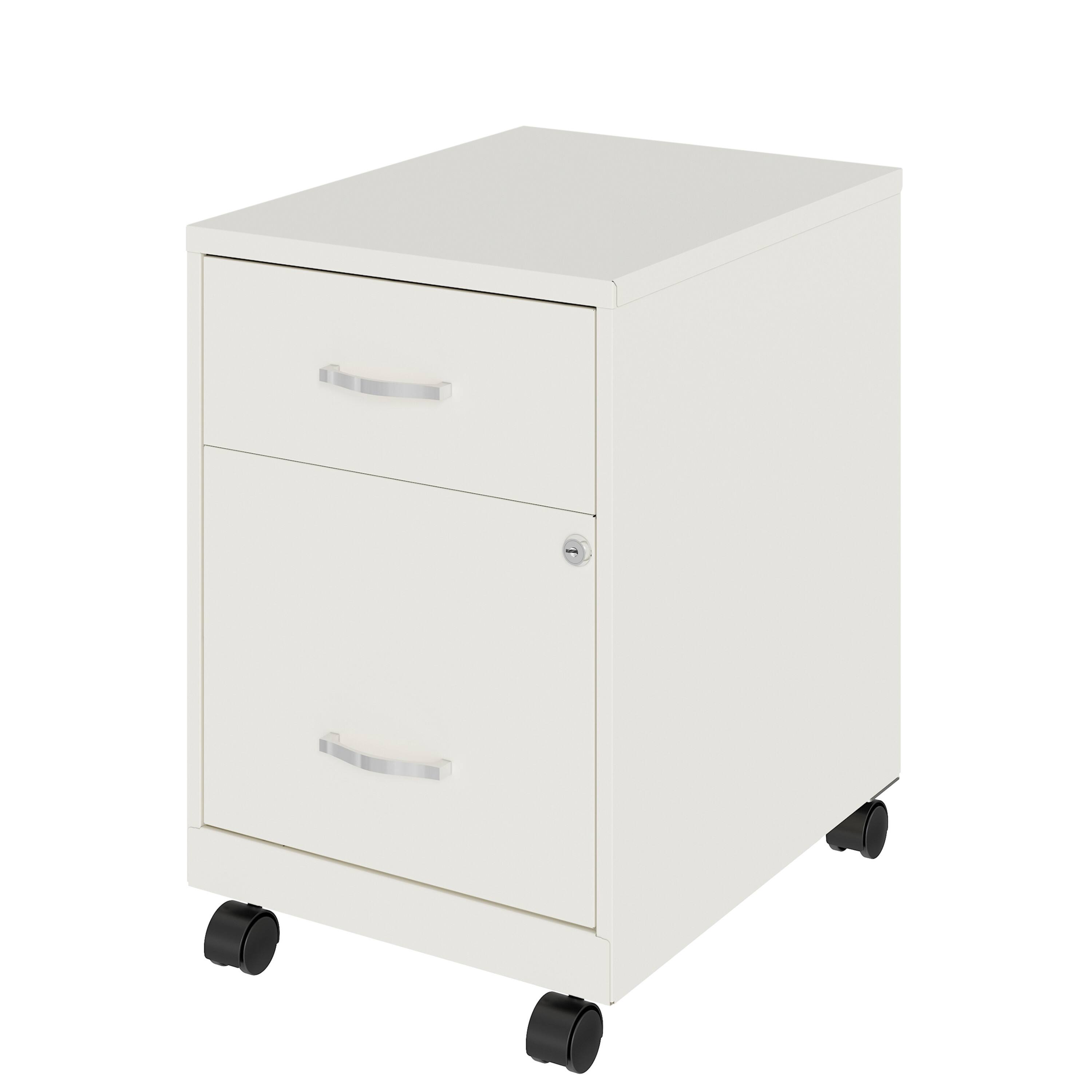 Left. Space Solutions - Space Solutions 18" Deep 2 Drawer Letter Width Mobile Vertical File Cabinet with Accessory Drawer, Pearl White - Pearl White.