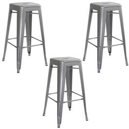 AmeriHome - Loft Metal Bar Stool - 3 Piece - Silver