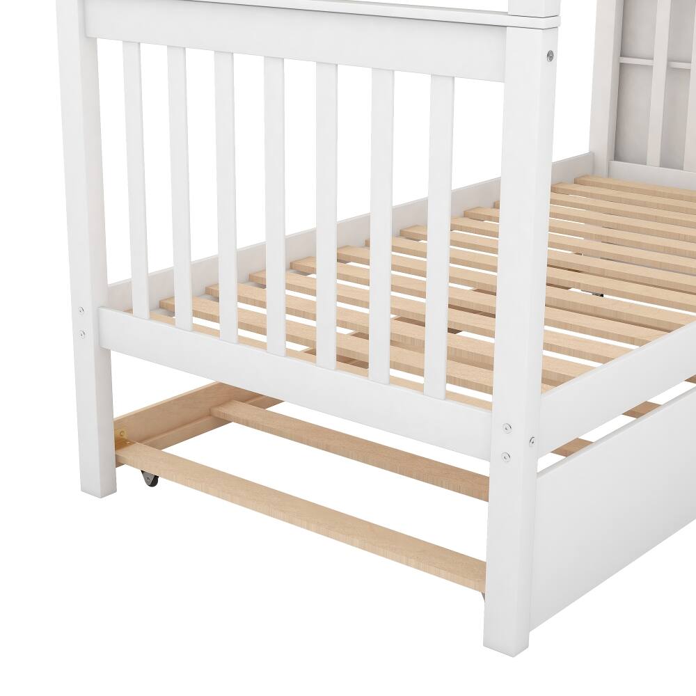 Alt View 7. Loheer - Loheer Twin Over Twin Bunk Bed with Trundle and Storage White - White.
