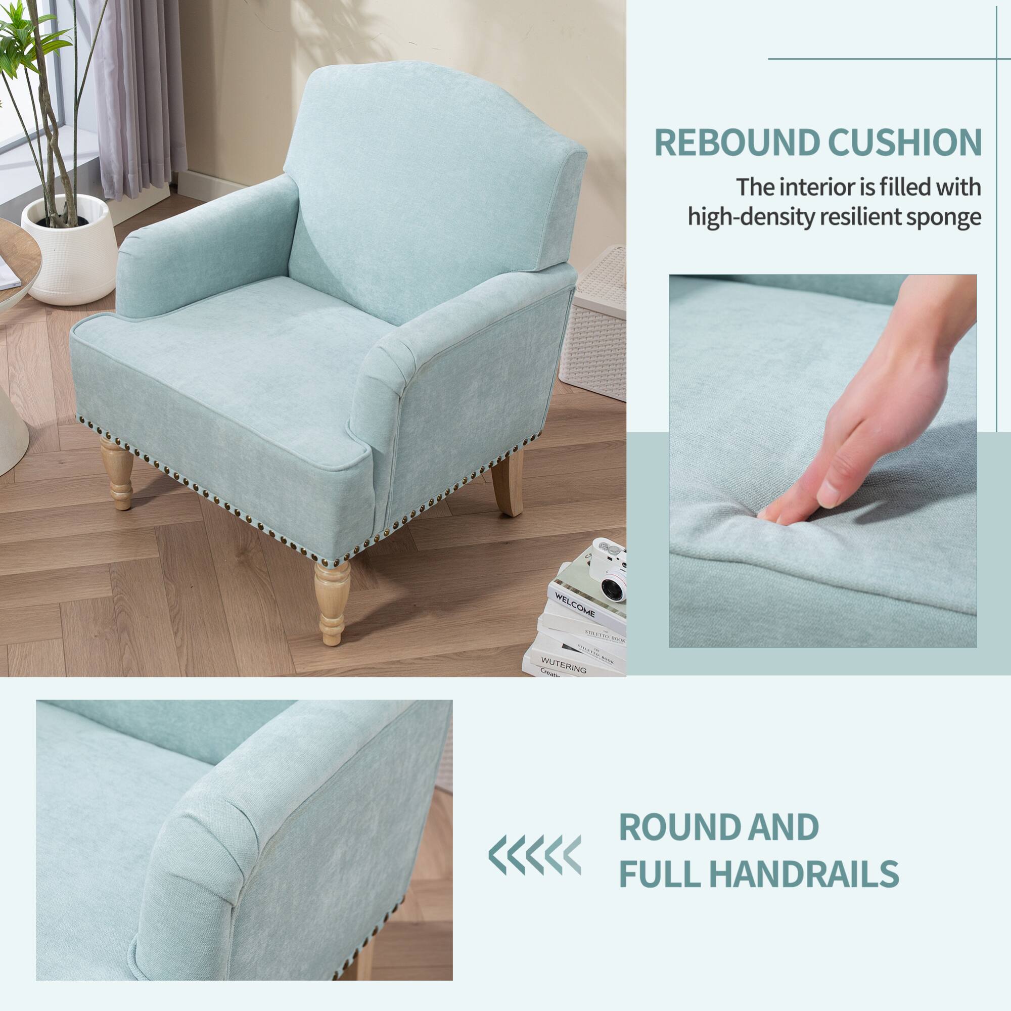 REBOUND CUSHION  
The interior is filled with high-density resilient sponge  

WELCOME C...N. ... WUTTERREL  

ROUND AND FULL HANDRAILS