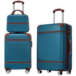 HTUTWOO - Hardshell Luggage Sets 3 Pieces - 20"+24" Luggages and Cosmetic Case, Spinner Suitcase with TSA Lock, Lightweight - Blue