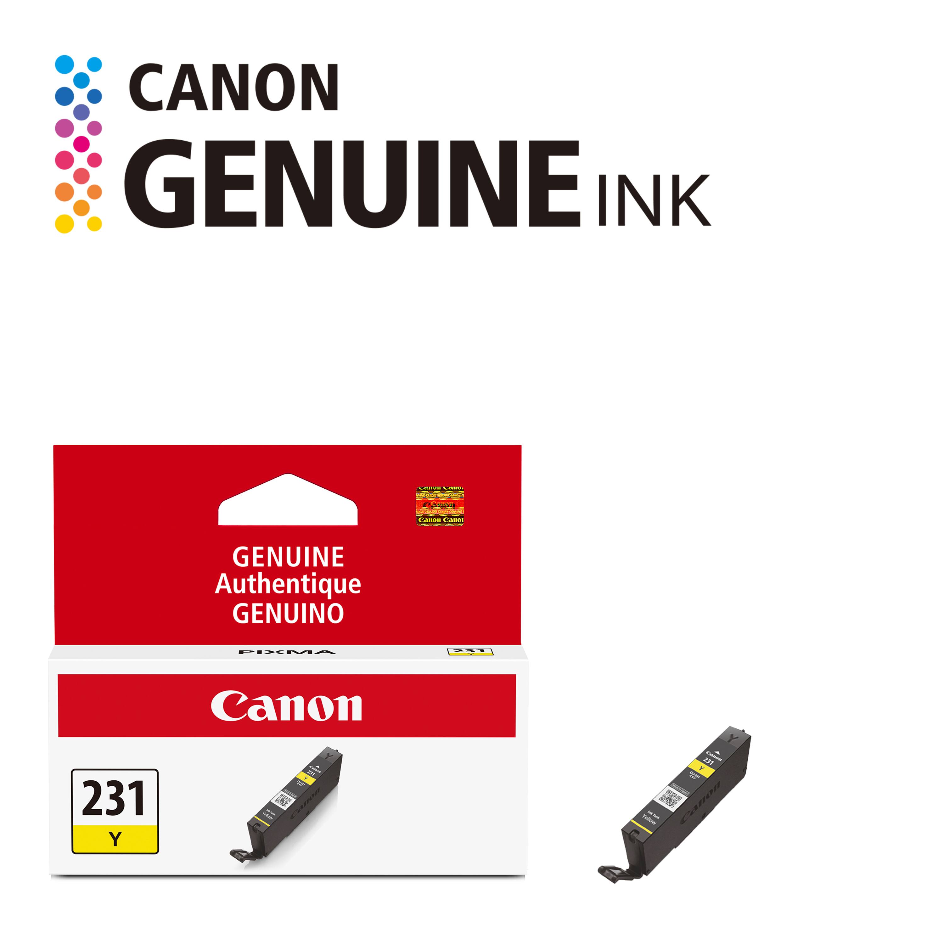 CANON GENUINE INK

CANTO Calories

Comber - Canon Camor

GENUINE Authentique GENUINO

PIXMA

Z3T

Canon

231 Y

8%

231 Y " TERMA