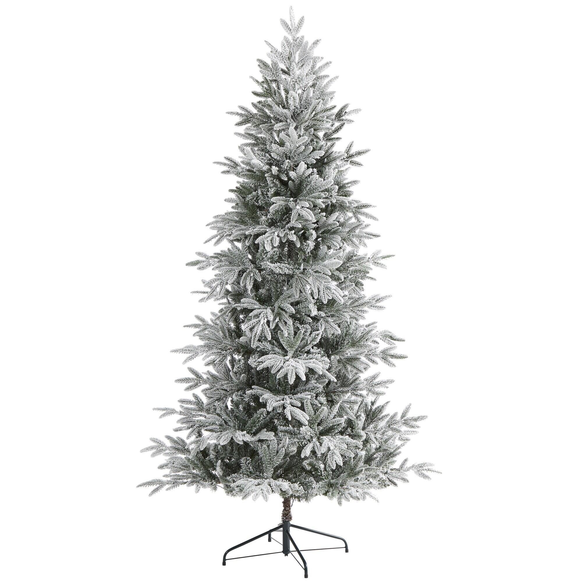 Back. BreeBe - 7.5’ Flkd Manchester Spruce Xmas Tree w/450 Lights & 949 Tps - Green.