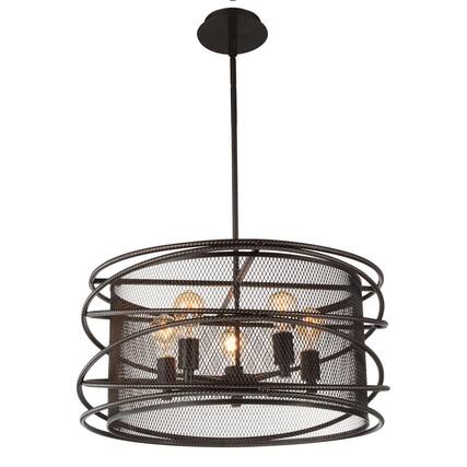 Front. CWI Lighting - Darya 5 Light Up Pendant With Brown Finish - Brown.