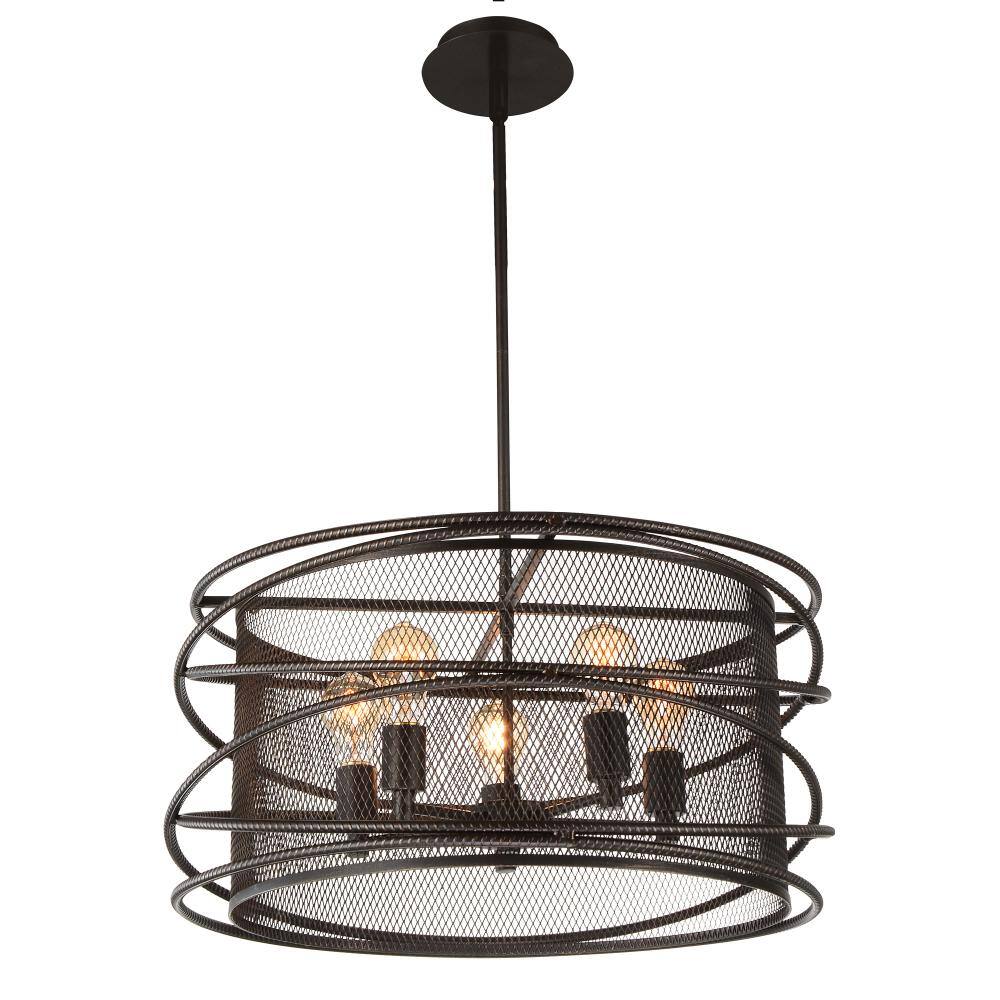 Front. CWI Lighting - Darya 5 Light Up Pendant With Brown Finish - Brown.