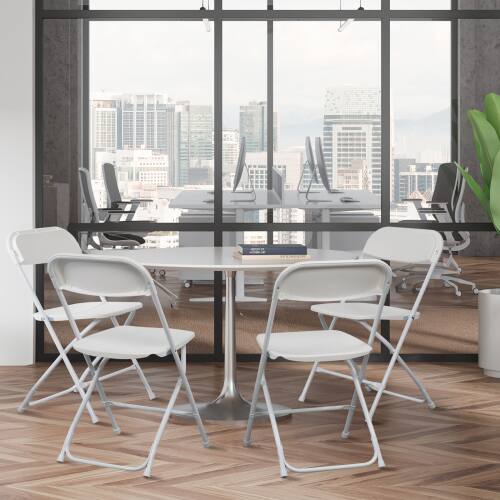 Alt View 8. Winado - 10PCS Portable Plastic Folding Chairs, Stackable Seat with Steel Frame for Indoor Outdoor Wedding Party Picnic Dining - White.