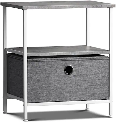 Front. Sorbus - Sorbus 1 Drawers Nightstand with Shelf - Steel Frame, Wood Top &Fabric Bins -Home, Bedroom, Office & College Dorm - Grey.