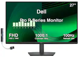 Dell - Pro P Series 27" FHD IPS Monitor, 5ms Response Time, Anti-Glare, 300 nits Brightness, HDMI & DKZ Hub - Black