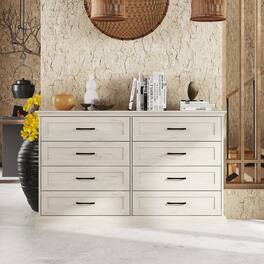 FUFU & GAGA - Classic Horizontal Dresser with Silent Sliding Drawers, Spacious Storage, and Elegant Wood Grain Finish - Gray