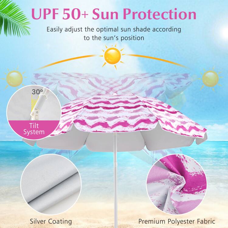 UPF 50+ Sun Protection  
Easily adjust the optimal sun shade according to the sun's position  
30° Tilt System  
Silver Coating  
Premium Polyester Fabric