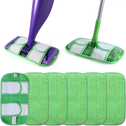 Front. Schertz - 6 Pack Reusable Mop Pads for Swiffer WetJet, Microfiber, Washable.