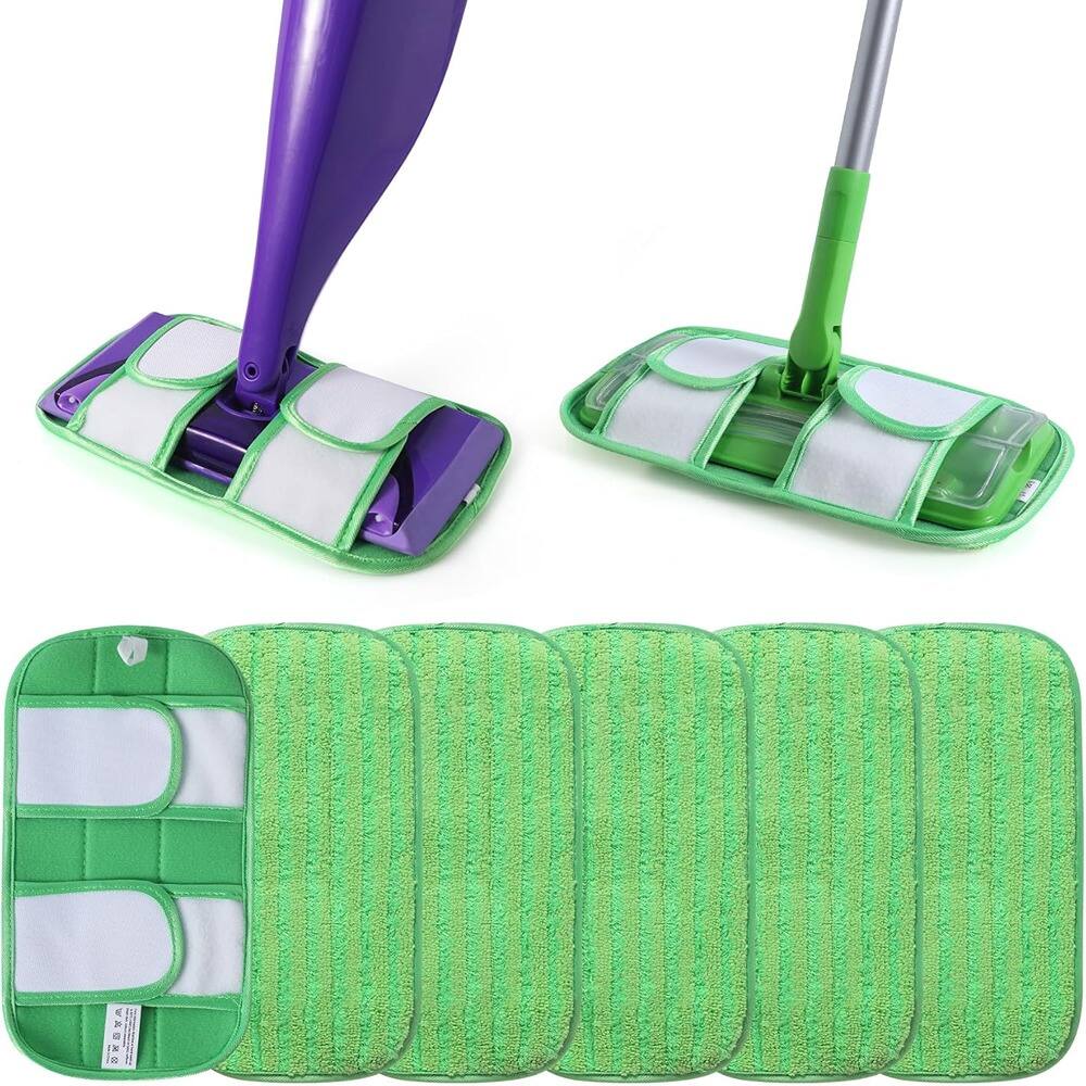 Schertz - 6 Pack Reusable Mop Pads for Swiffer WetJet, Microfiber, Washable